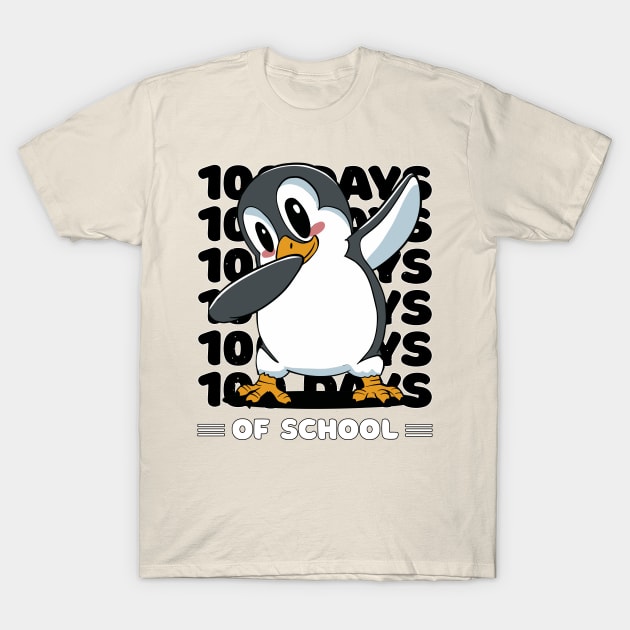 100 Days of school typography featuring a Dabbing Penguin #3 T-Shirt by XYDstore